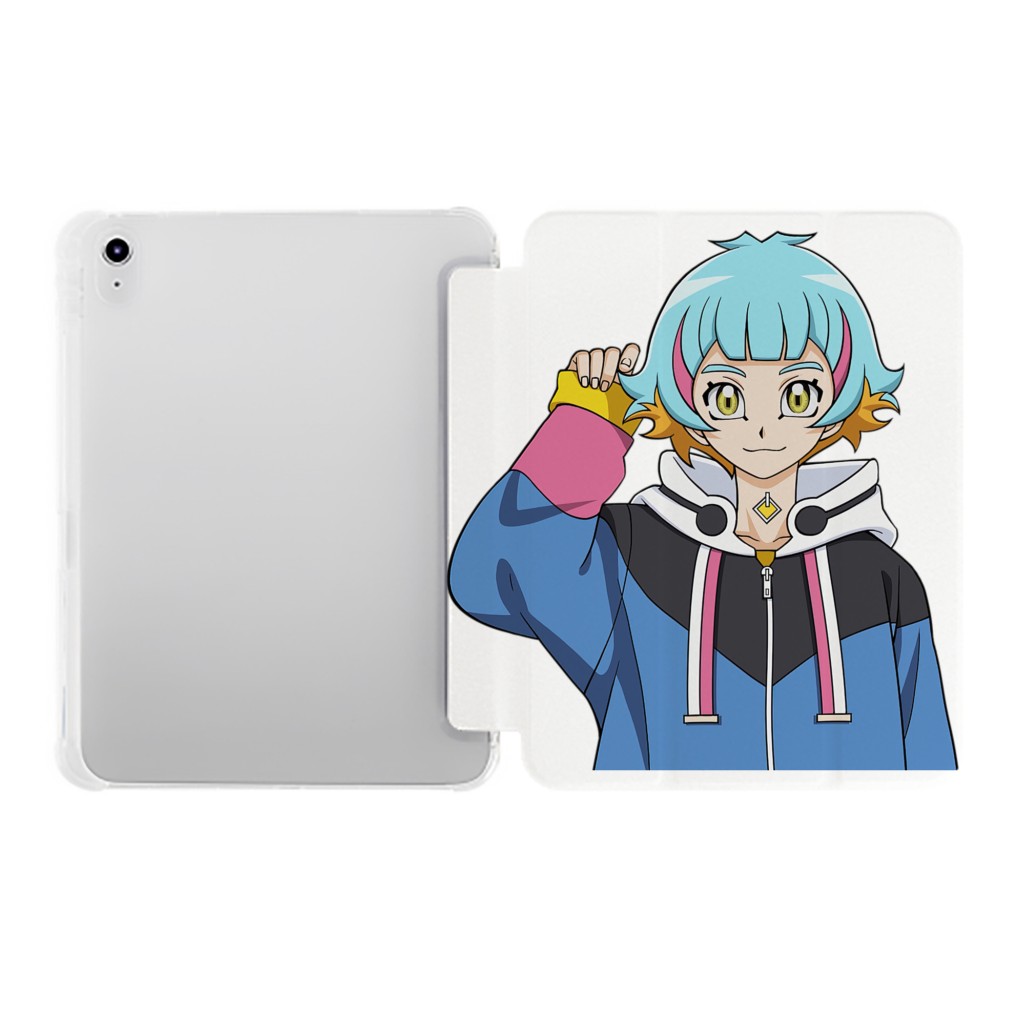（画像用） 遊☆戯☆王 Yu-Gi-Oh! IPad ケース ペン収納付き 三つ折りスタンド PUレザー×シリコン 対応機種9.5/10.5/10.9インチ